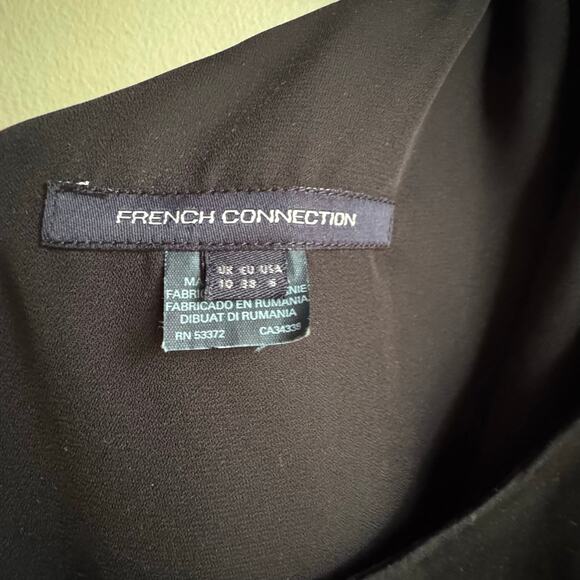 French Connection Black One Shoulder Column Dress Wrap Maxi Viscose Silk Blend - Picture 7 of 8